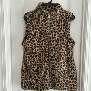 Calvin Klein | leopard print fuzzy vest, size small